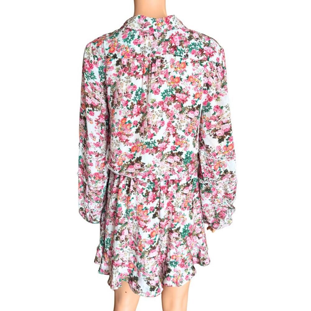 NWT ROCOCO SAND Vie Dress Small Pink Floral Ruffle Wrap Long Sleeve Mini Boho - Picture 5 of 7